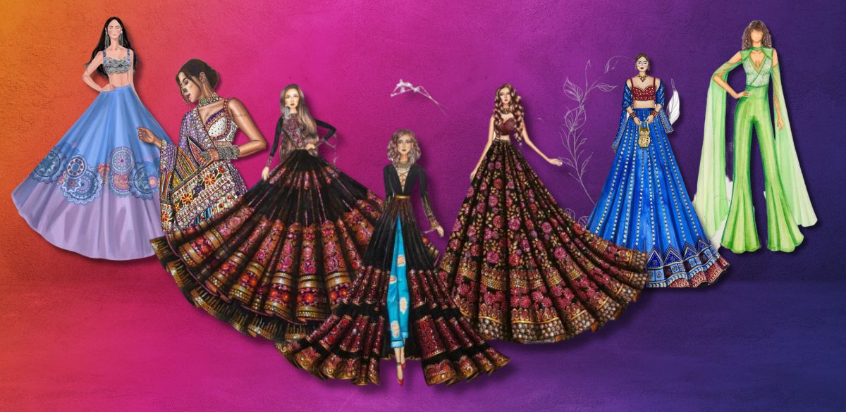 Poojitha Cholleti, Muskan Ahuja, Rashmi Singh, Nish, Vrisha, Fashion Illustrations, Fashion